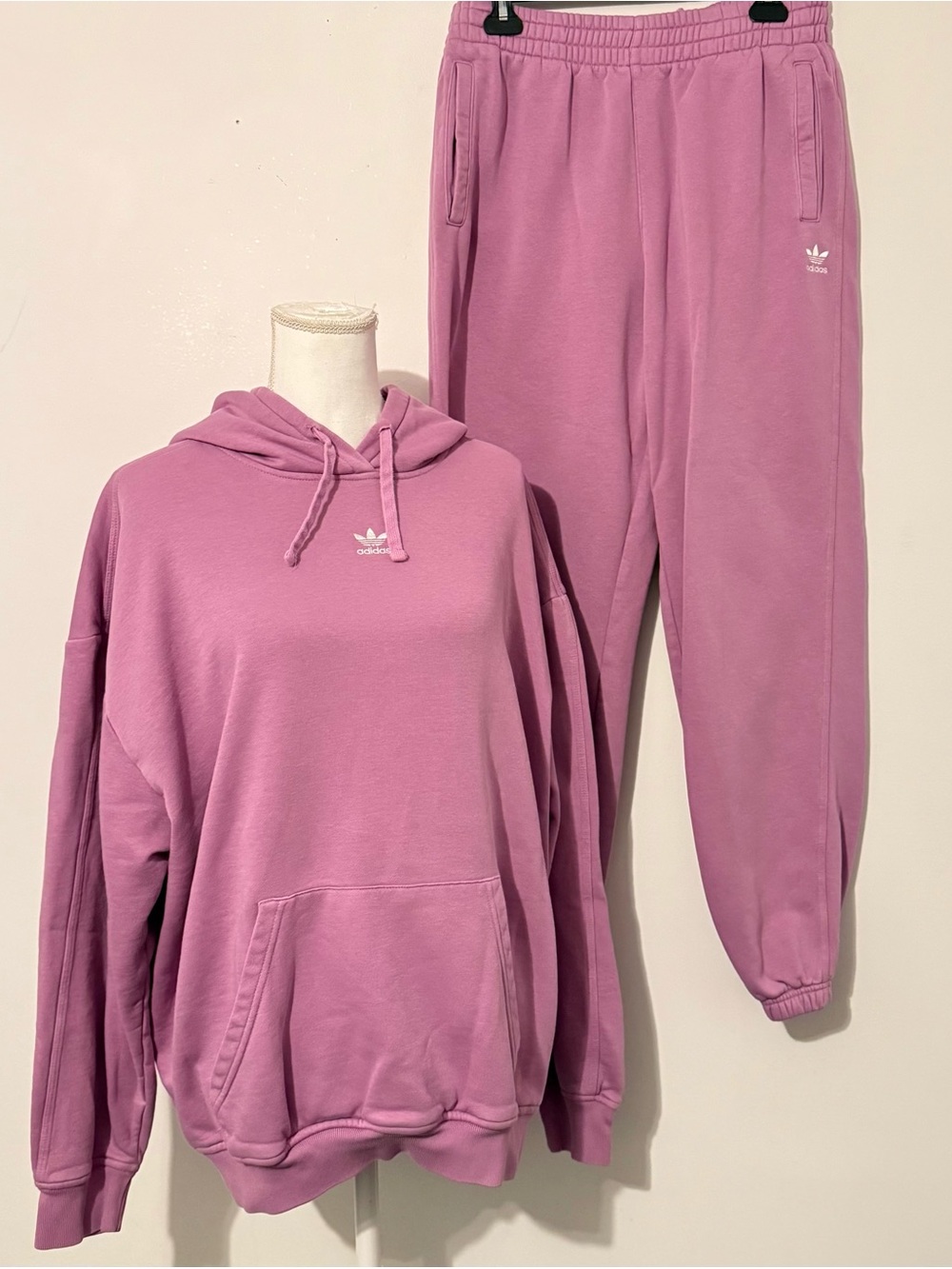 Adidas Originals Women’s Purple Hoodie Jogger Sweat Set M/L Trefoil